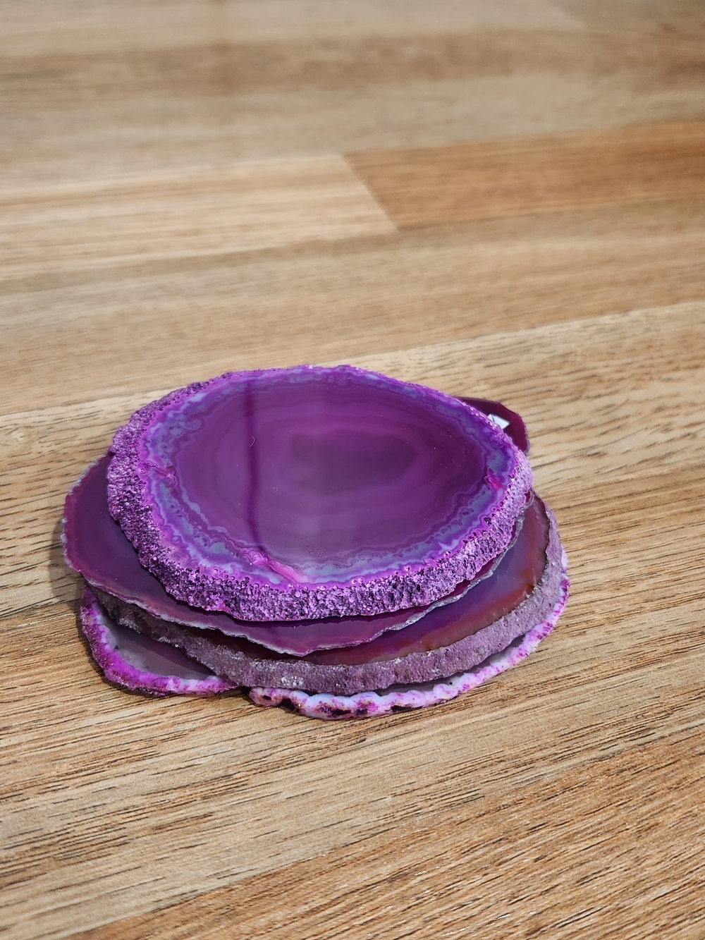 Purple Agate Stone Coaster Set - Natural Home Accent